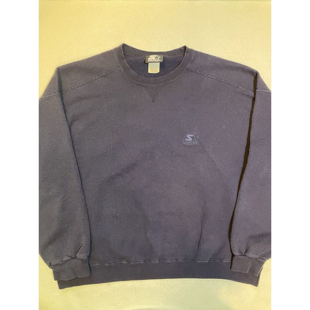 Vintage Starter Crewneck Sweatshirt‎ Mens XL Blue Pullover Embroidered 90s Retro